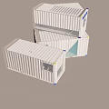 Modern Container Building Design With Stacked Containers And Glass Windows Structure 3d model