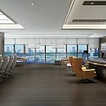 Modern Office Interior With Large Windows City View And Comfortable Office Furniture
