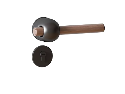 Stylish Contemporary Wooden Metal Door Handle With Cylindrical Grip And Round Lock Keyhole 3d model