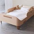 Minimalist Natural Solid Wood Toddler Bed With Safety Guardrails For Warm Bright Lovely Kids Bedroom
