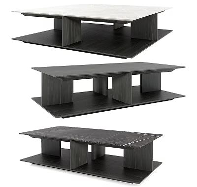 Modern Coffee Table Designs With Wooden Frame And Lower Storage Shelf 3d model
