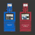 Blue and Red Fire Department Emergency Safety Boxes With Instruction Panels