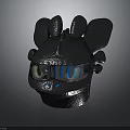 Unique Black Rabbit Ear Helmet Featuring Green Eyes And Metallic Finish