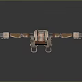 Mechanical Robot Character With Green Eyes Outstretched Arms Green Lights And Metallic Brown Parts