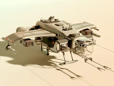 Futuristic Sci Fi Spaceship Model With Detailed Engines Cockpit And Mechanical Structure 3d model