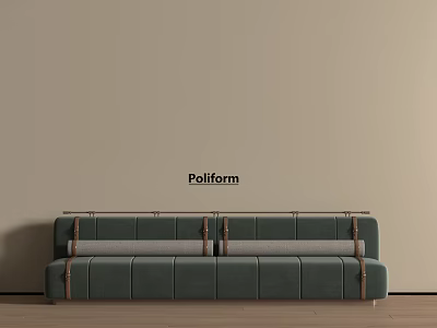 Modern Green Poliform Banquette Sofa With Upholstered Seats And Metal Accents 3d model