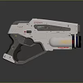 Futuristic Sci Fi Handgun Weapon With White Body Blue Details And Ergonomic Grip Design