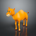 Orange Cartoon Camel With Green Eyes And Reflection On Gray Background 3d model