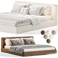 Modern Double Bed Design With Upholstered Frame Multiple Color Options And Soft Decorative Pillows 3d model