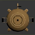 Antique Brass Teapot With Lid Handles And Three Legs On Dark Background