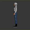 Game Film Character 3D Model With White Hoodie Blue Pants White Patterns And Black Boots