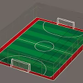 Small Sided Football Field With Green Turf White Lines Goals And Fencing