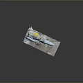 Light Blue Fighter Jet Model Display With Yellow Crate On Textured Ground Platform