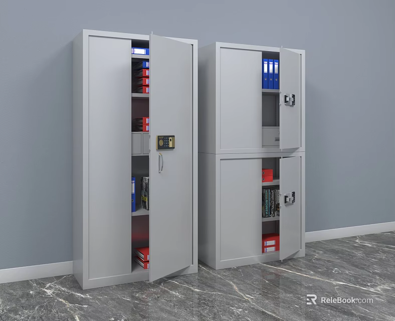 Commercial Equipment Metal Filing Cabinets With Secure Locks For Office Documents Storage 3d model