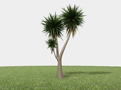 Green Leafy Arbor with Three Branches Growing on Green Grass 3d model