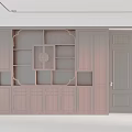 Chinese Style Wooden Cabinet With Shelves And Door In Interior Design