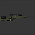 Green and Black Sniper Rifle with Scope and Bullets Near Magazine on Dark Background