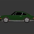 Green Classic Sports Car With Retro Design White Wheels And Black Windows
