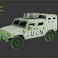 White Armored Functional Vehicle With UN Logos And Protective Structure 3d model