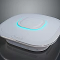 Square Shaped White OneLink Smart Home Hub Featuring Mesh Surface And Blue Ring Light 3d model