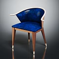 Modern Blue Upholstered Chair With Wooden Legs White Armrests And Trim