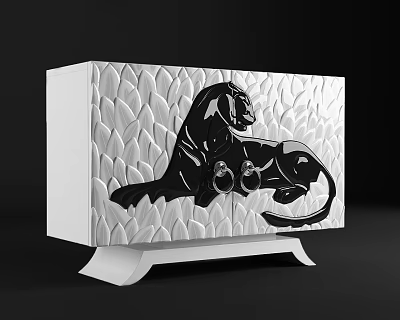 Italian Side Cabinet Entrance Cabinet Leopard Carved Entrance Cabinet Leaves Carved Entrance Cabinet White Paint Entrance Cabinet Animal Pattern Entrance Cabinet Middle East Local Heroes Entrance Cabinet 3d model