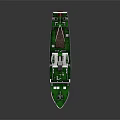 Detailed Wooden Ship With Red Bottom White Upper Structure Green Deck And Masts