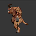 Game and Movie Character Mythical Horned Beast Wielding Double Iron Hammers In Aggressive Battle Stance