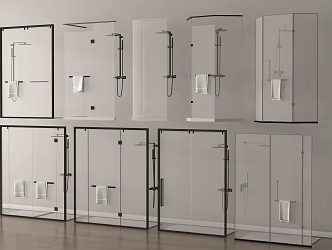 Minimalist Shower Partition Shower Towel Rack 3d model