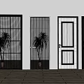 Modern Swing Doors in White and Dark Gray With Glass Panel Interior Design 3d model
