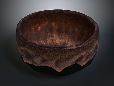 Hand Carved Sculptural Bowl with Textured Surface and Natural Brown Tones 3d model