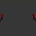 Two Stylish Red and Black Household Gloves on Gray Background with Reflections