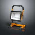 Portable Work Light Floodlight with Orange Black Frame Handle and Wheels for Outdoor Use