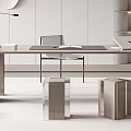 Modern Minimalist Desk Interior With Laptop Books Chair And Desk Lamp