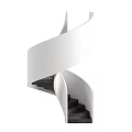 Modern Spiral Staircase Interior Design With White Handrail And Black Steps