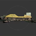 Small Boat Model Display With Stones And Label On Textured Base