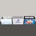 Three Different Designed Freezers With Snowflake Character And Ice Cream Patterns