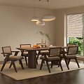 Quiet Ancient Dining Table and Chair Restaurant 3d model