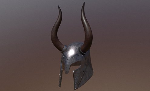 Medieval helmet with horns 3d model