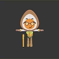 Egg Shaped Game and Movie Character With Glasses Smiling Face Yellow Bow Tie and Cane