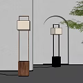 Quiet log wind floor lamp 3d model