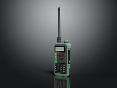 Portable Green Walkie Talkie With Antenna Display Screen And Keypad 3d model