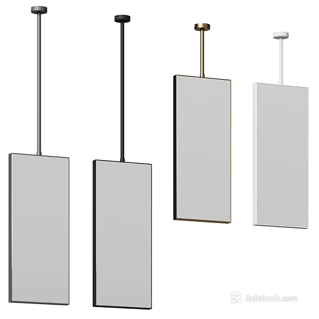Modern Rectangular Mirrors with Black and Gold Frames for Home Decor 3d model