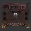 Traditional Chinese Wooden Chest With Red Finish Carved Patterns Metal Lock And Ornate Base