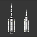 Detailed Space Rocket Models With Multiple Boosters For Cosmic Exploration 3d model