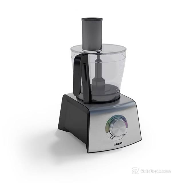 Modern Kitchen Appliance Food Processor With Transparent Bowl Black Base And Control Dial 3d model 