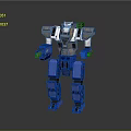 Game Movie Robot Character With Blue White Gray Mechanical Armor And Detailed Design