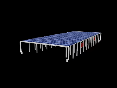 Modern Pergola With Metal Frame Blue Lattice Roof And White Support Columns 3d model