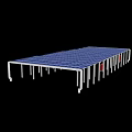 Modern Pergola With Metal Frame Blue Lattice Roof And White Support Columns