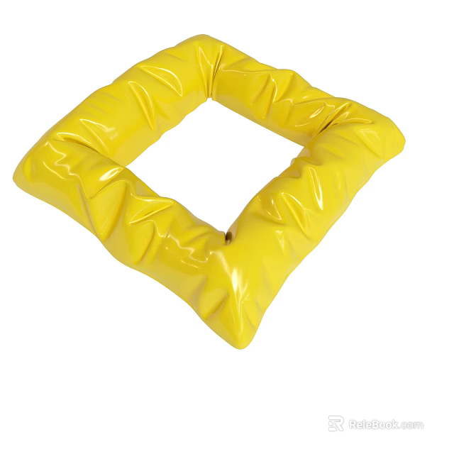 Shiny Yellow Square Ring with Wrinkled Plastic Surface for Multi Purpose Use 3d model